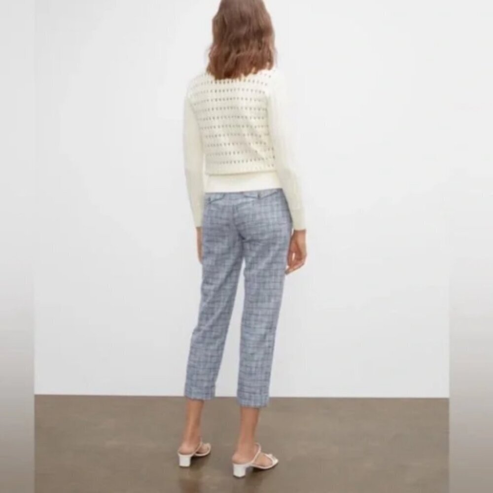 NWT Club Monaco Plaid Pants Trousers textured cuffed slim leg size 4